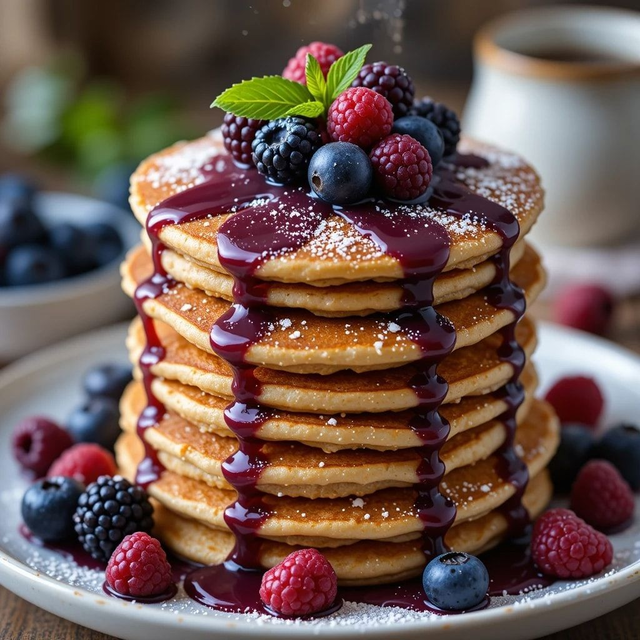Berries Banana Pancakes.